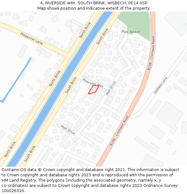 4, RIVERSIDE WAY, SOUTH BRINK, WISBECH, PE14 0SP: Location map and indicative extent of plot