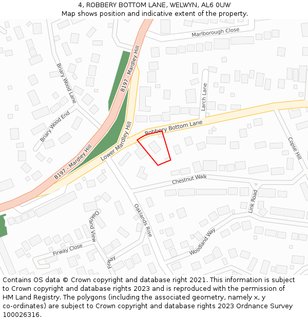 4, ROBBERY BOTTOM LANE, WELWYN, AL6 0UW: Location map and indicative extent of plot