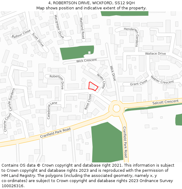 4, ROBERTSON DRIVE, WICKFORD, SS12 9QH: Location map and indicative extent of plot