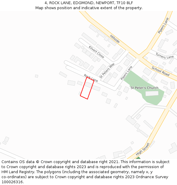 4, ROCK LANE, EDGMOND, NEWPORT, TF10 8LF: Location map and indicative extent of plot