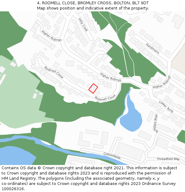 4, RODMELL CLOSE, BROMLEY CROSS, BOLTON, BL7 9DT: Location map and indicative extent of plot