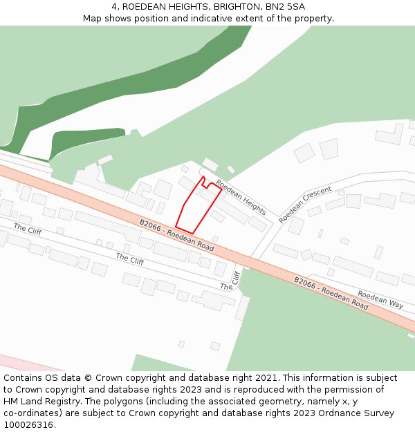 4, ROEDEAN HEIGHTS, BRIGHTON, BN2 5SA: Location map and indicative extent of plot