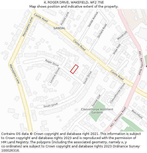 4, ROGER DRIVE, WAKEFIELD, WF2 7NE: Location map and indicative extent of plot