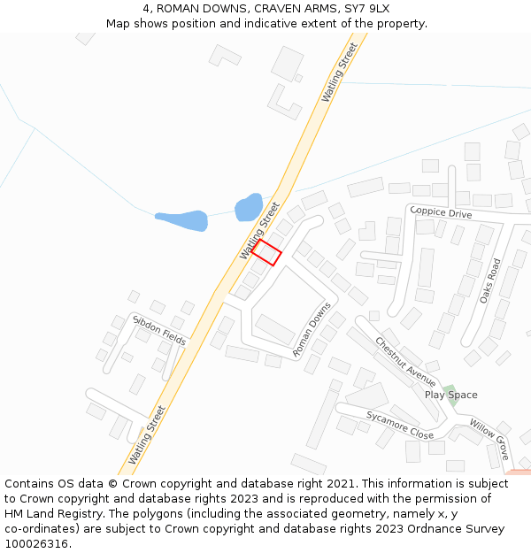 4, ROMAN DOWNS, CRAVEN ARMS, SY7 9LX: Location map and indicative extent of plot