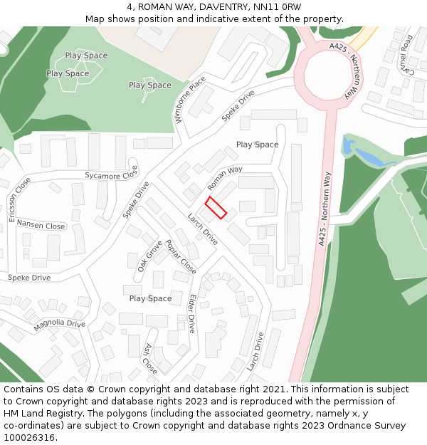 4, ROMAN WAY, DAVENTRY, NN11 0RW: Location map and indicative extent of plot