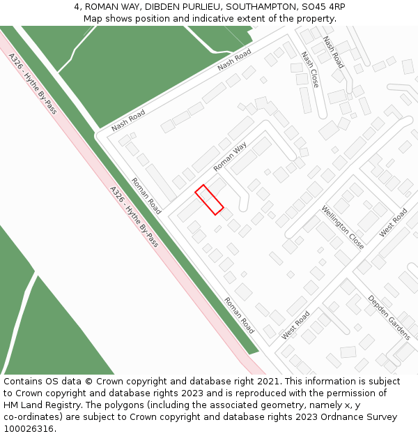 4, ROMAN WAY, DIBDEN PURLIEU, SOUTHAMPTON, SO45 4RP: Location map and indicative extent of plot