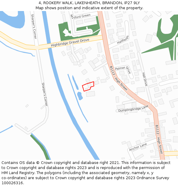 4, ROOKERY WALK, LAKENHEATH, BRANDON, IP27 9LY: Location map and indicative extent of plot