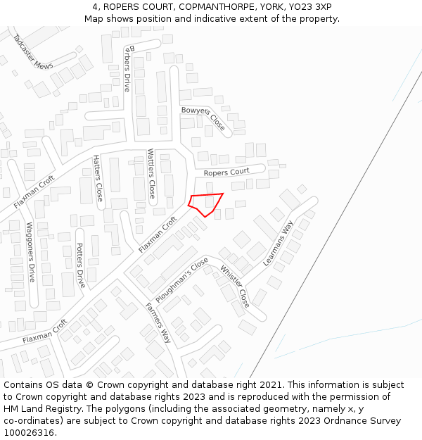 4, ROPERS COURT, COPMANTHORPE, YORK, YO23 3XP: Location map and indicative extent of plot