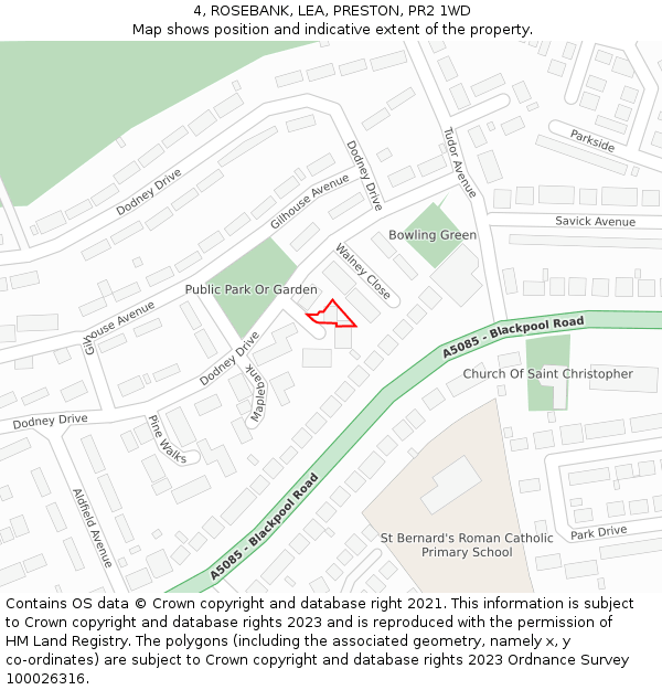 4, ROSEBANK, LEA, PRESTON, PR2 1WD: Location map and indicative extent of plot