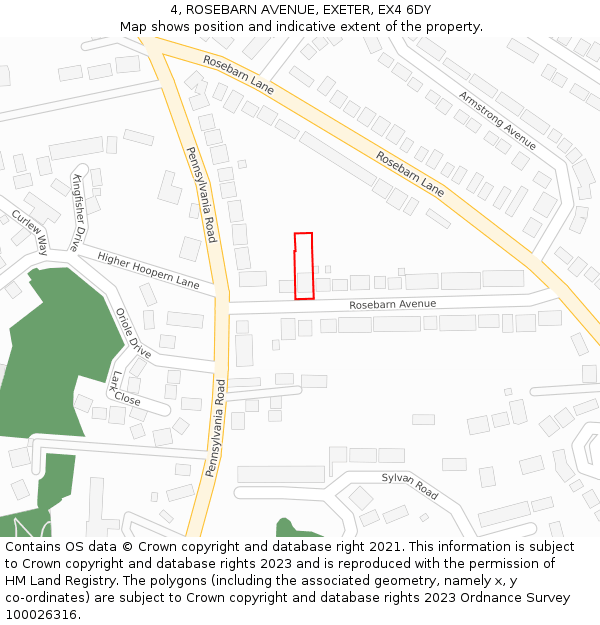 4, ROSEBARN AVENUE, EXETER, EX4 6DY: Location map and indicative extent of plot