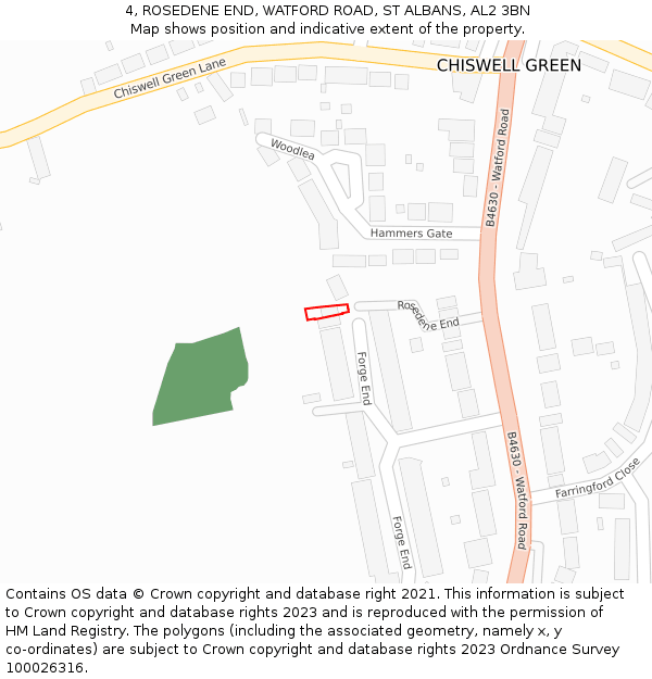 4, ROSEDENE END, WATFORD ROAD, ST ALBANS, AL2 3BN: Location map and indicative extent of plot