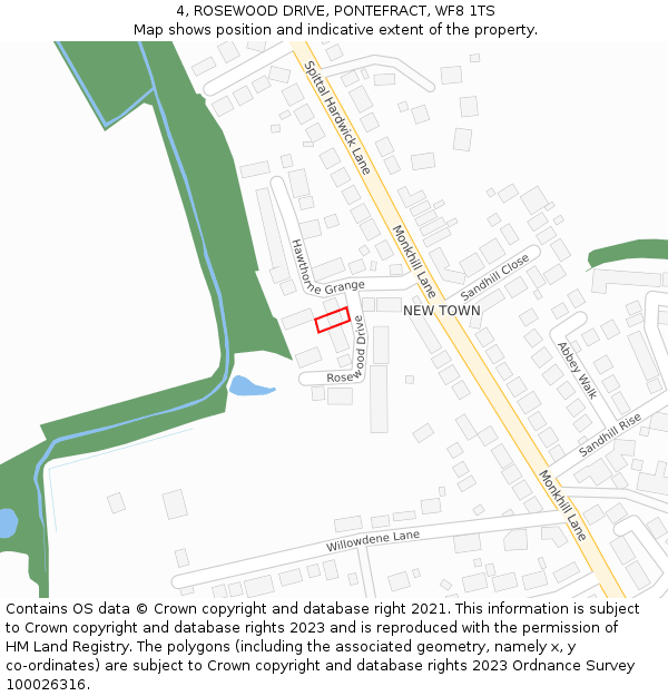 4, ROSEWOOD DRIVE, PONTEFRACT, WF8 1TS: Location map and indicative extent of plot