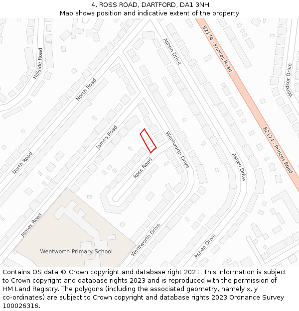 4, ROSS ROAD, DARTFORD, DA1 3NH: Location map and indicative extent of plot