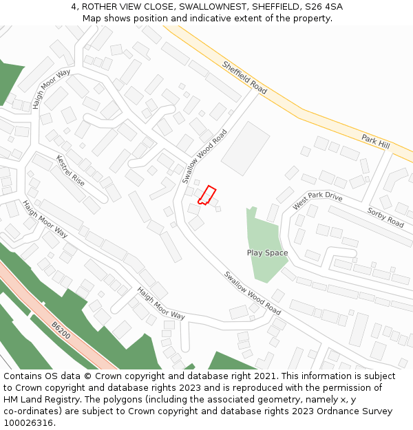 4, ROTHER VIEW CLOSE, SWALLOWNEST, SHEFFIELD, S26 4SA: Location map and indicative extent of plot