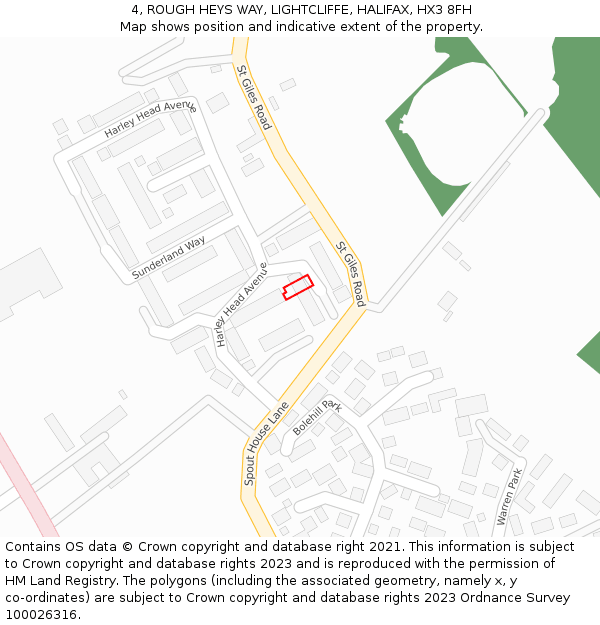 4, ROUGH HEYS WAY, LIGHTCLIFFE, HALIFAX, HX3 8FH: Location map and indicative extent of plot