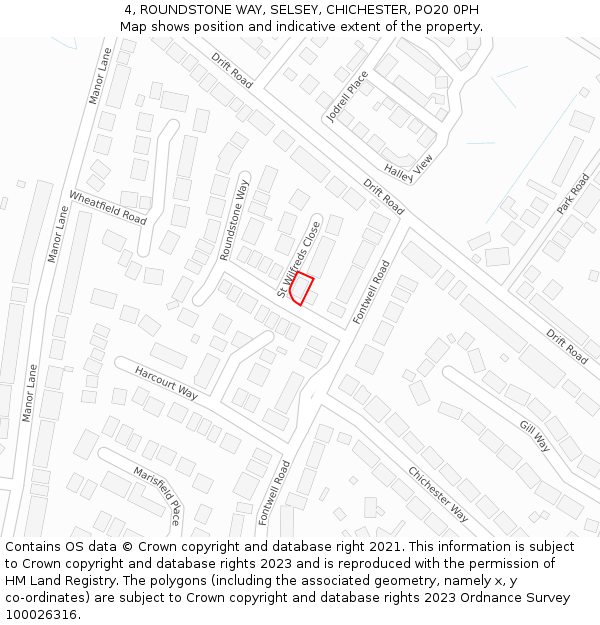 4, ROUNDSTONE WAY, SELSEY, CHICHESTER, PO20 0PH: Location map and indicative extent of plot