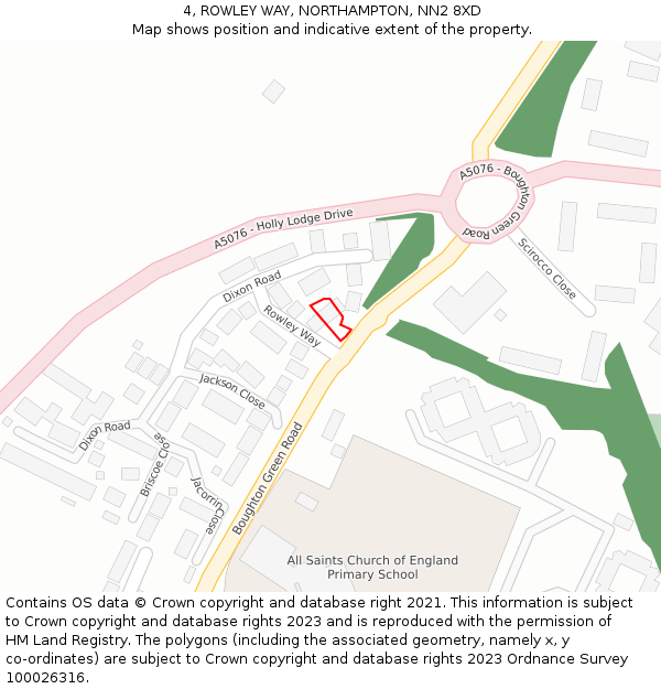 4, ROWLEY WAY, NORTHAMPTON, NN2 8XD: Location map and indicative extent of plot