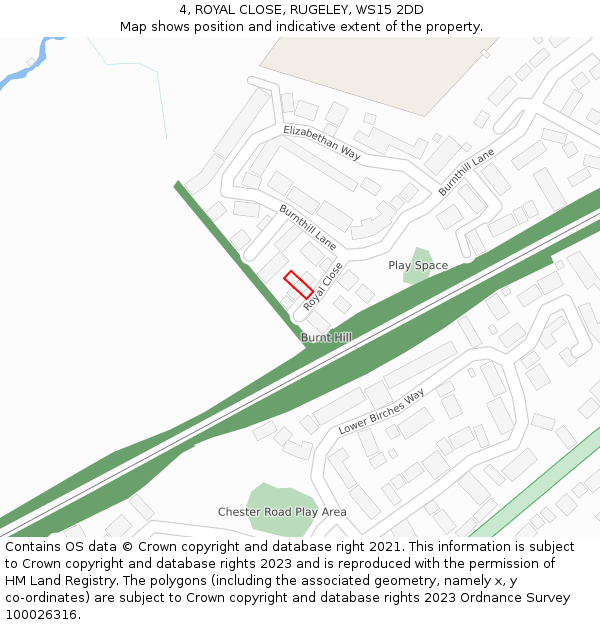 4, ROYAL CLOSE, RUGELEY, WS15 2DD: Location map and indicative extent of plot