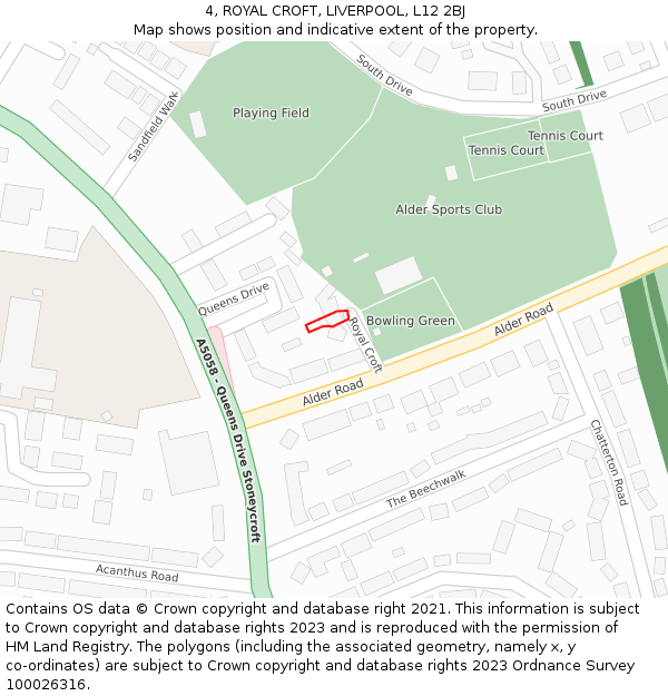 4, ROYAL CROFT, LIVERPOOL, L12 2BJ: Location map and indicative extent of plot