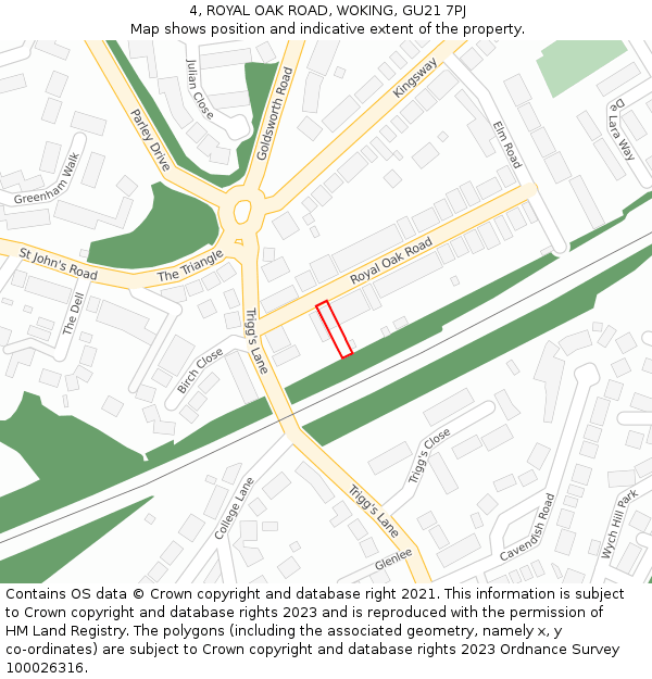 4, ROYAL OAK ROAD, WOKING, GU21 7PJ: Location map and indicative extent of plot