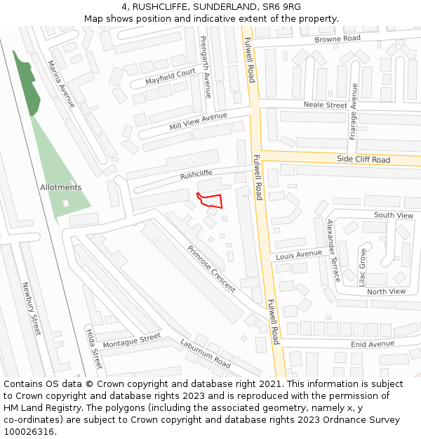 4, RUSHCLIFFE, SUNDERLAND, SR6 9RG: Location map and indicative extent of plot