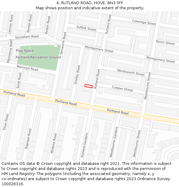 4, RUTLAND ROAD, HOVE, BN3 5FF: Location map and indicative extent of plot