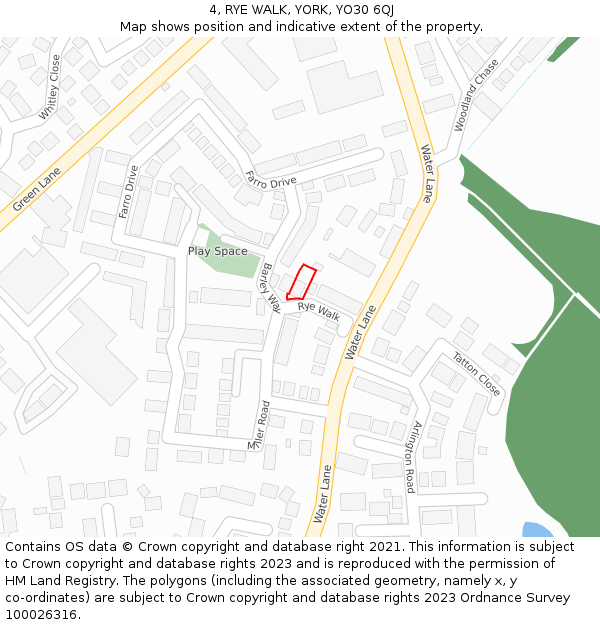 4, RYE WALK, YORK, YO30 6QJ: Location map and indicative extent of plot