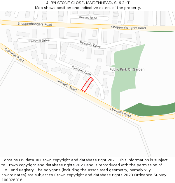 4, RYLSTONE CLOSE, MAIDENHEAD, SL6 3HT: Location map and indicative extent of plot