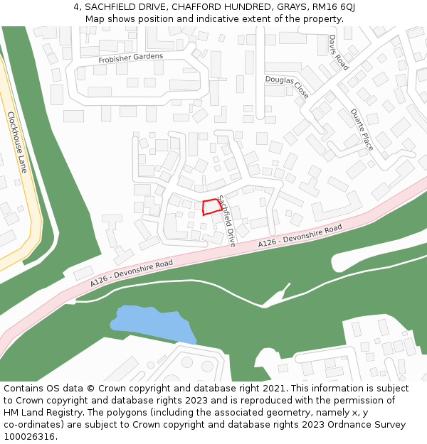 4, SACHFIELD DRIVE, CHAFFORD HUNDRED, GRAYS, RM16 6QJ: Location map and indicative extent of plot