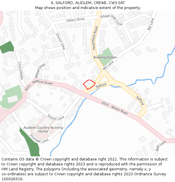 4, SALFORD, AUDLEM, CREWE, CW3 0AT: Location map and indicative extent of plot