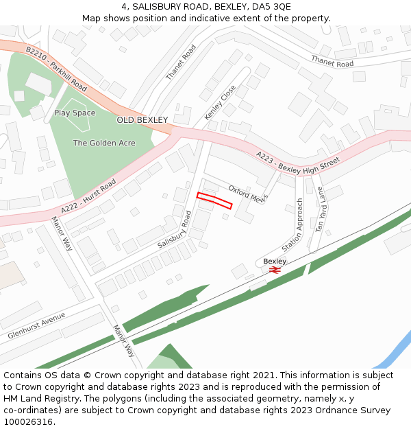 4, SALISBURY ROAD, BEXLEY, DA5 3QE: Location map and indicative extent of plot