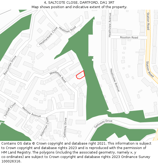 4, SALTCOTE CLOSE, DARTFORD, DA1 3RT: Location map and indicative extent of plot