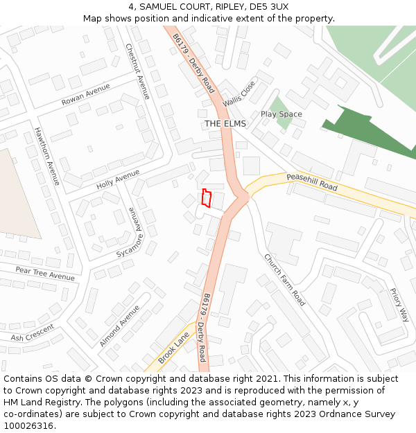 4, SAMUEL COURT, RIPLEY, DE5 3UX: Location map and indicative extent of plot