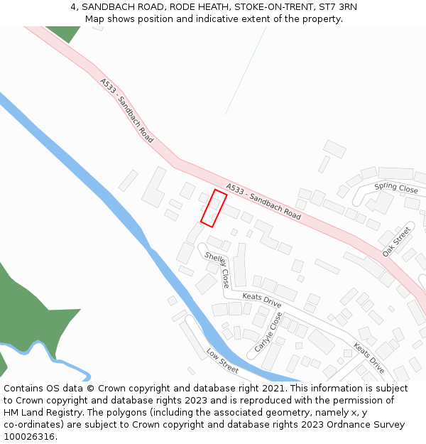 4, SANDBACH ROAD, RODE HEATH, STOKE-ON-TRENT, ST7 3RN: Location map and indicative extent of plot