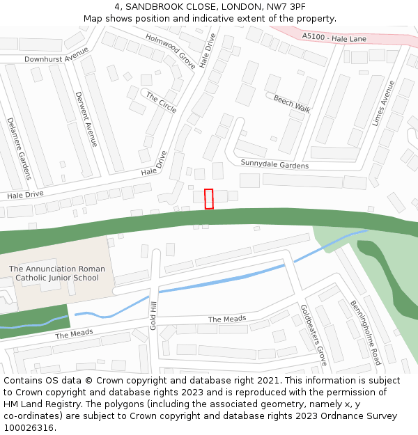 4, SANDBROOK CLOSE, LONDON, NW7 3PF: Location map and indicative extent of plot