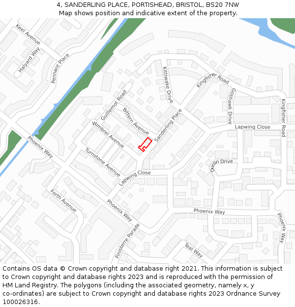 4, SANDERLING PLACE, PORTISHEAD, BRISTOL, BS20 7NW: Location map and indicative extent of plot