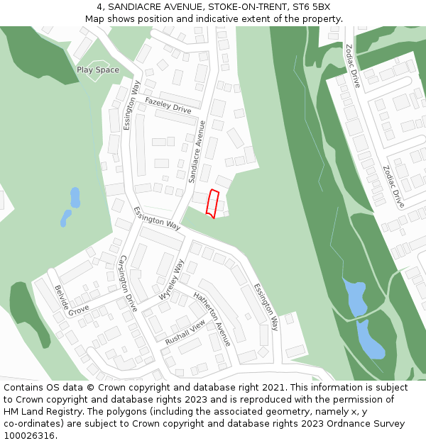 4, SANDIACRE AVENUE, STOKE-ON-TRENT, ST6 5BX: Location map and indicative extent of plot