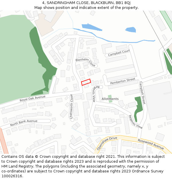 4, SANDRINGHAM CLOSE, BLACKBURN, BB1 8QJ: Location map and indicative extent of plot