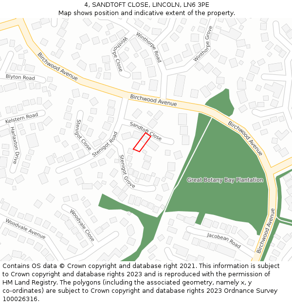 4, SANDTOFT CLOSE, LINCOLN, LN6 3PE: Location map and indicative extent of plot