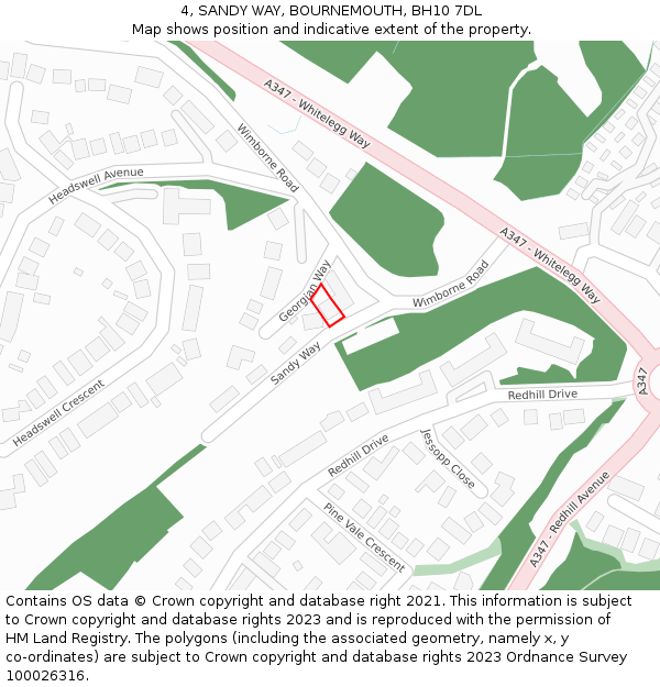 4, SANDY WAY, BOURNEMOUTH, BH10 7DL: Location map and indicative extent of plot