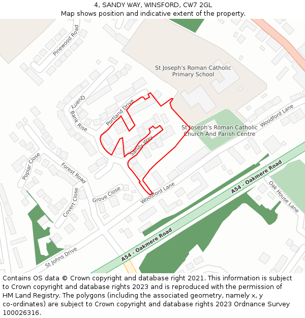 4, SANDY WAY, WINSFORD, CW7 2GL: Location map and indicative extent of plot