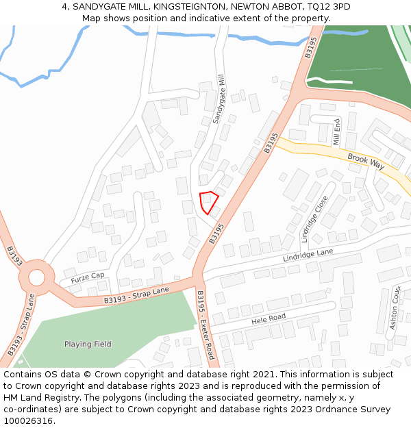 4, SANDYGATE MILL, KINGSTEIGNTON, NEWTON ABBOT, TQ12 3PD: Location map and indicative extent of plot