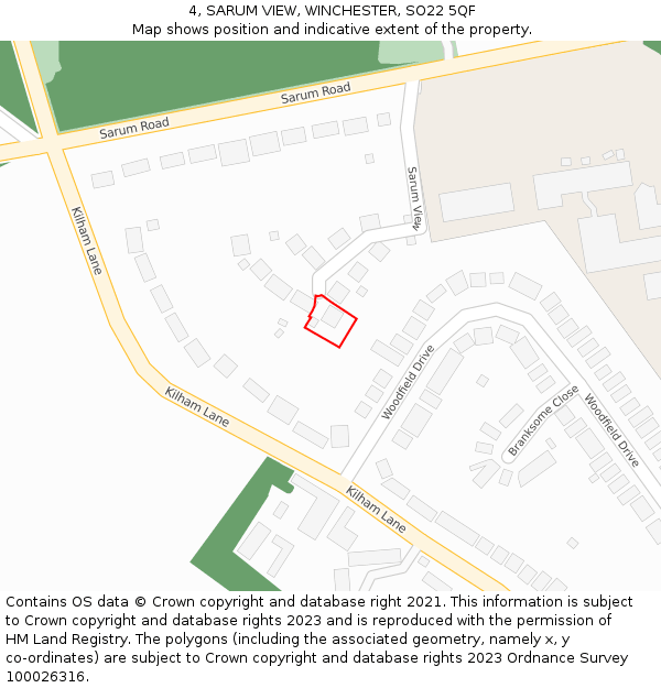 4, SARUM VIEW, WINCHESTER, SO22 5QF: Location map and indicative extent of plot