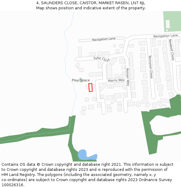 4, SAUNDERS CLOSE, CAISTOR, MARKET RASEN, LN7 6JL: Location map and indicative extent of plot