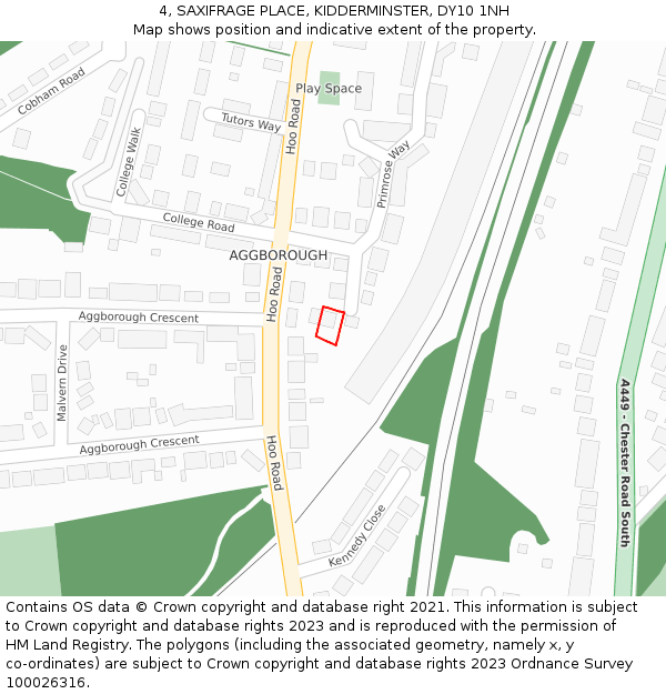 4, SAXIFRAGE PLACE, KIDDERMINSTER, DY10 1NH: Location map and indicative extent of plot