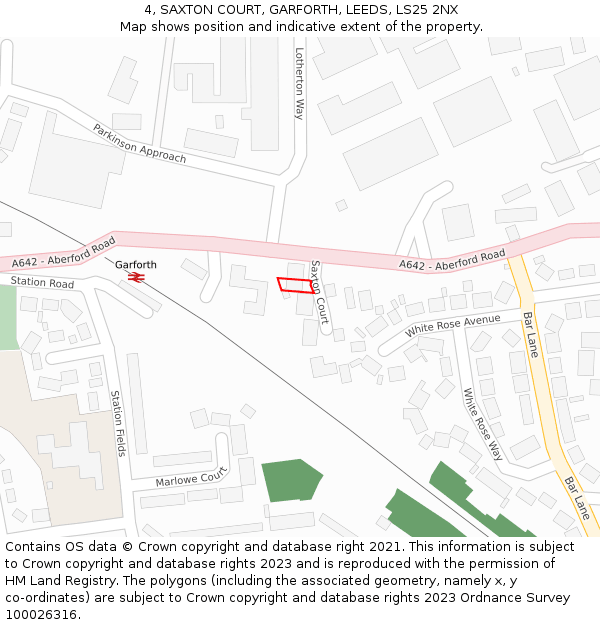 4, SAXTON COURT, GARFORTH, LEEDS, LS25 2NX: Location map and indicative extent of plot