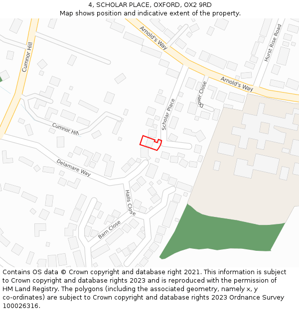 4, SCHOLAR PLACE, OXFORD, OX2 9RD: Location map and indicative extent of plot