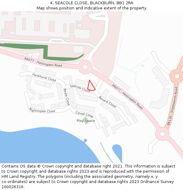 4, SEACOLE CLOSE, BLACKBURN, BB1 2RA: Location map and indicative extent of plot