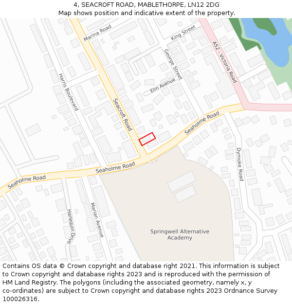 4, SEACROFT ROAD, MABLETHORPE, LN12 2DG: Location map and indicative extent of plot