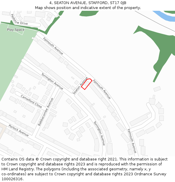 4, SEATON AVENUE, STAFFORD, ST17 0JB: Location map and indicative extent of plot